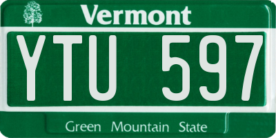 VT license plate YTU597