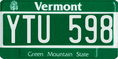VT license plate YTU598
