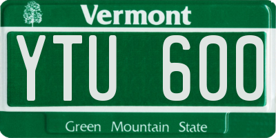 VT license plate YTU600