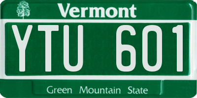 VT license plate YTU601