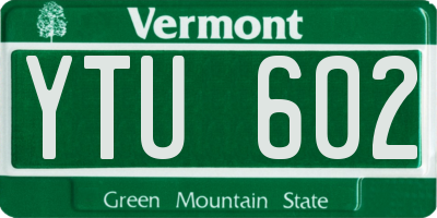 VT license plate YTU602