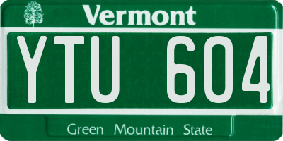 VT license plate YTU604