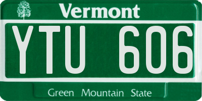VT license plate YTU606