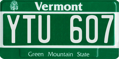 VT license plate YTU607