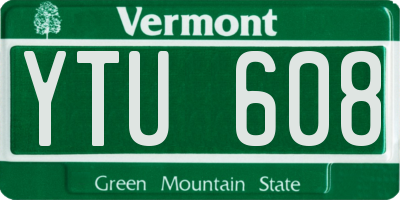 VT license plate YTU608