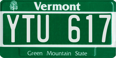 VT license plate YTU617