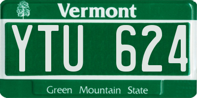 VT license plate YTU624