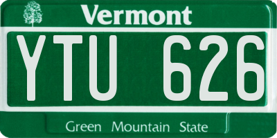 VT license plate YTU626