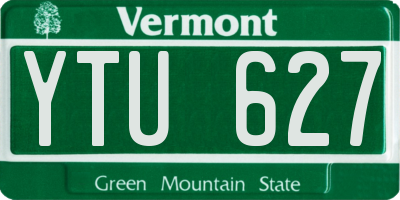 VT license plate YTU627