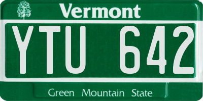 VT license plate YTU642