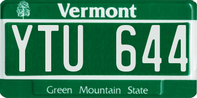 VT license plate YTU644