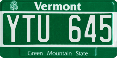 VT license plate YTU645