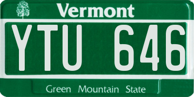 VT license plate YTU646