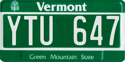 VT license plate YTU647