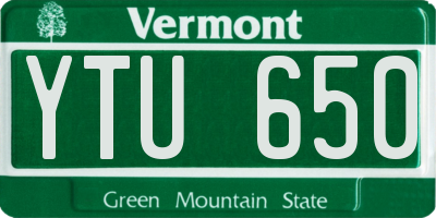 VT license plate YTU650