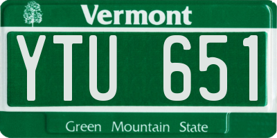 VT license plate YTU651