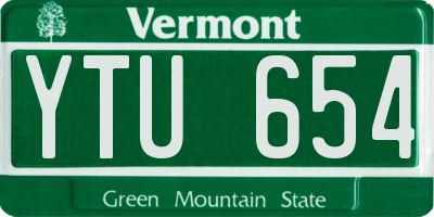 VT license plate YTU654