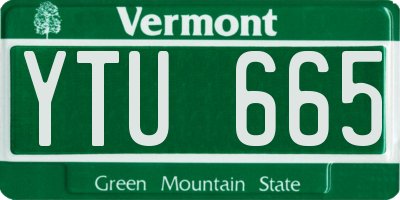 VT license plate YTU665