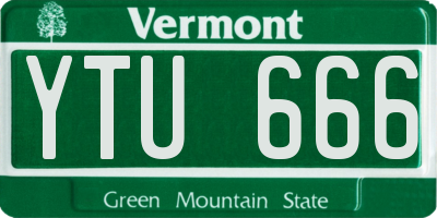 VT license plate YTU666