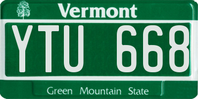 VT license plate YTU668
