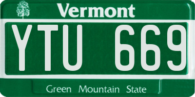 VT license plate YTU669