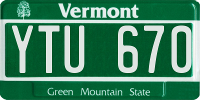 VT license plate YTU670