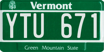 VT license plate YTU671