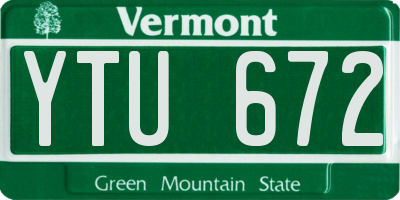 VT license plate YTU672