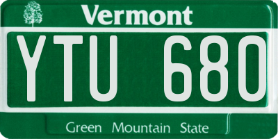 VT license plate YTU680