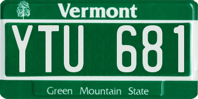 VT license plate YTU681