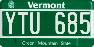 VT license plate YTU685
