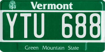 VT license plate YTU688
