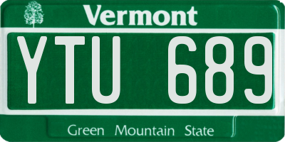 VT license plate YTU689