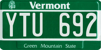 VT license plate YTU692