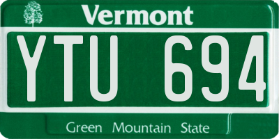 VT license plate YTU694