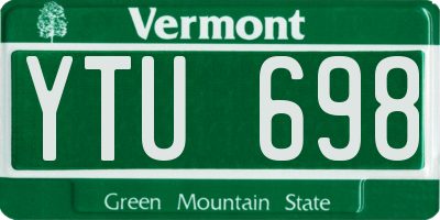 VT license plate YTU698