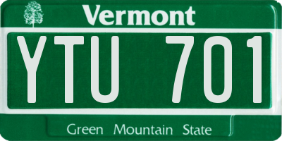 VT license plate YTU701