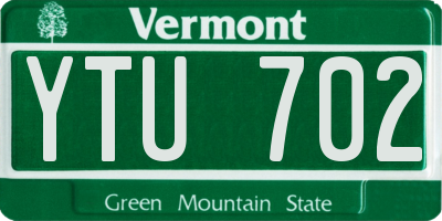 VT license plate YTU702