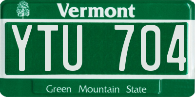 VT license plate YTU704