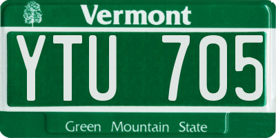 VT license plate YTU705