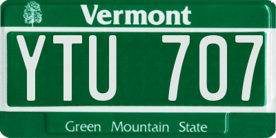 VT license plate YTU707