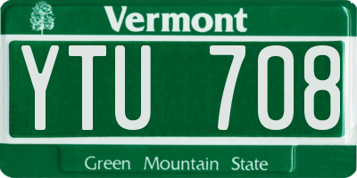 VT license plate YTU708