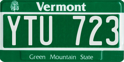 VT license plate YTU723