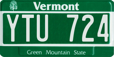 VT license plate YTU724