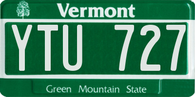 VT license plate YTU727