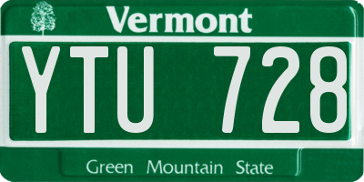 VT license plate YTU728