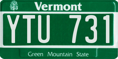 VT license plate YTU731