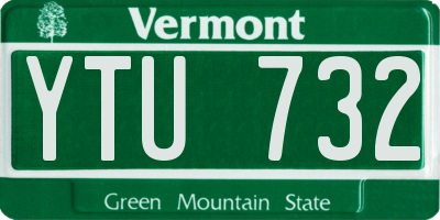 VT license plate YTU732