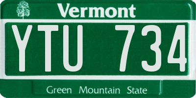 VT license plate YTU734