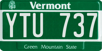 VT license plate YTU737